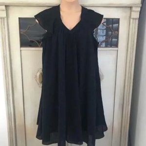 COS Black Cotton Knee Length Swing Dress | Size 14